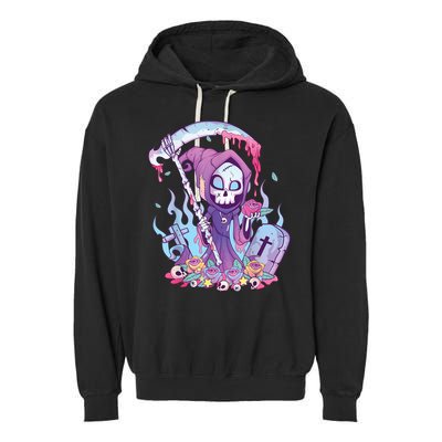Pastel Goth Creepy Death Grim Reaper Kawaii Occult Menhera Garment-Dyed Fleece Hoodie