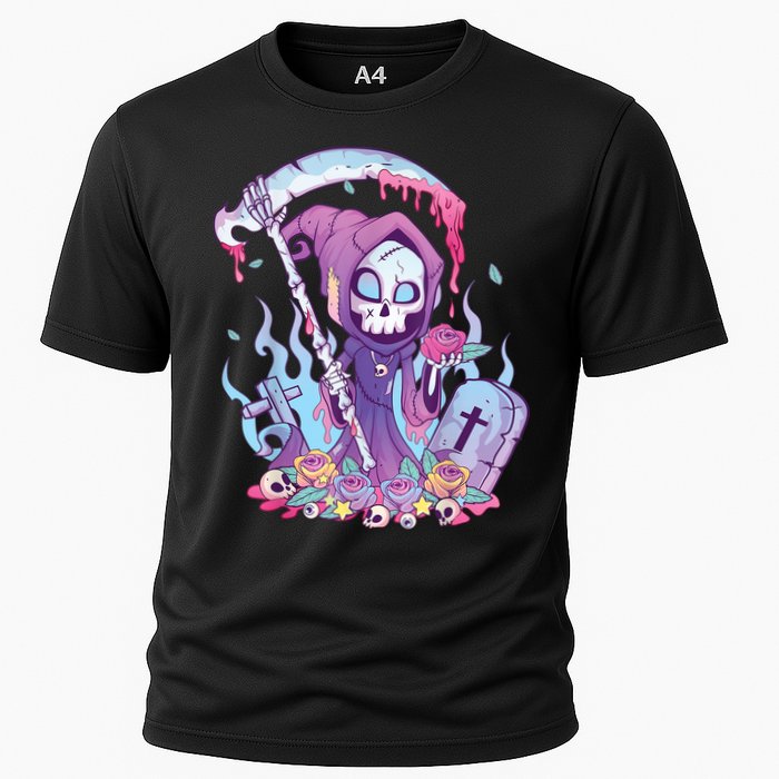 Pastel Goth Creepy Death Grim Reaper Kawaii Occult Menhera Cooling Performance Crew T-Shirt