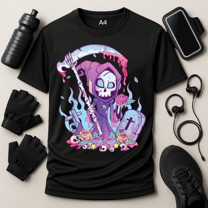 Pastel Goth Creepy Death Grim Reaper Kawaii Occult Menhera Cooling Performance Crew T-Shirt