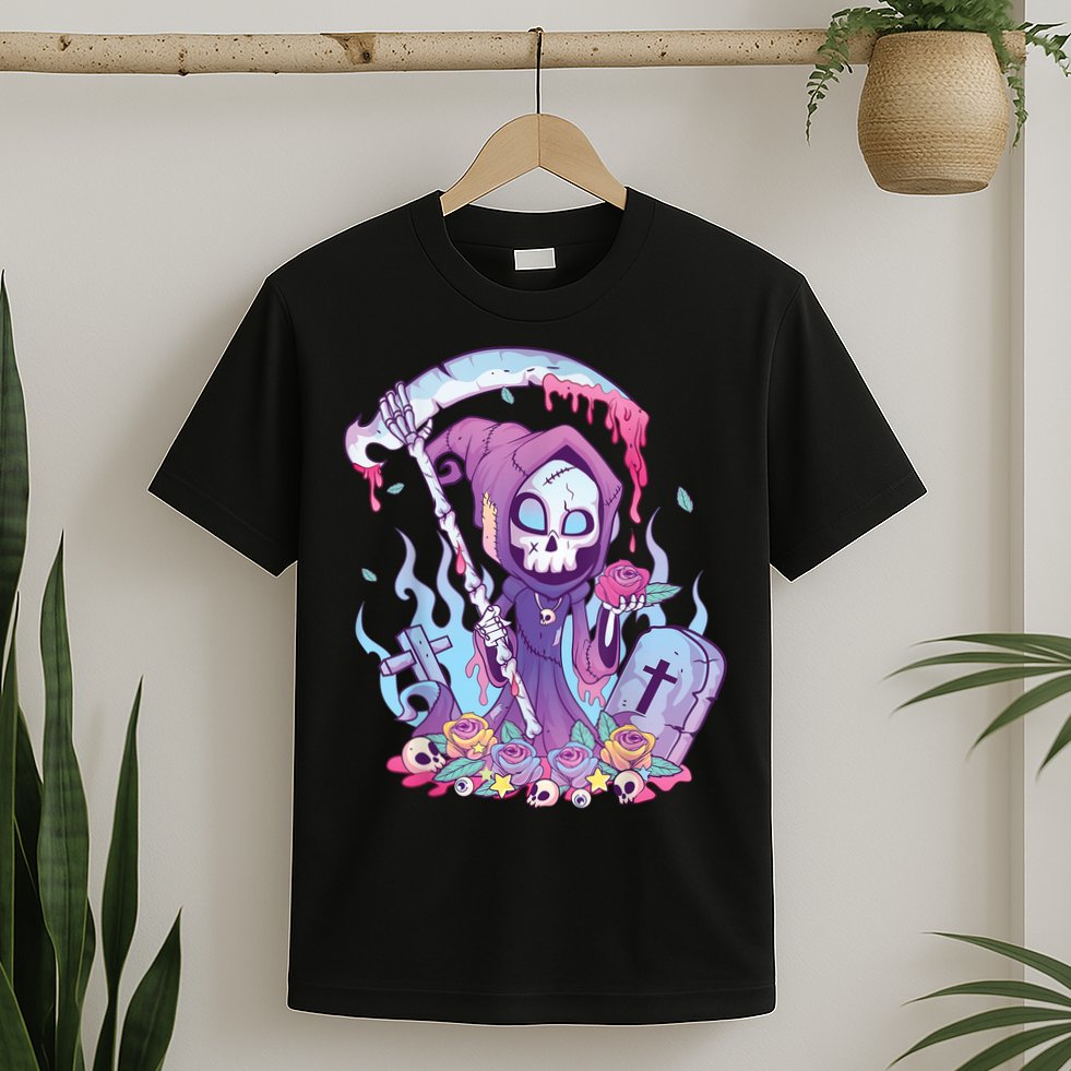 Pastel Goth Creepy Death Grim Reaper Kawaii Occult Menhera T-Shirt