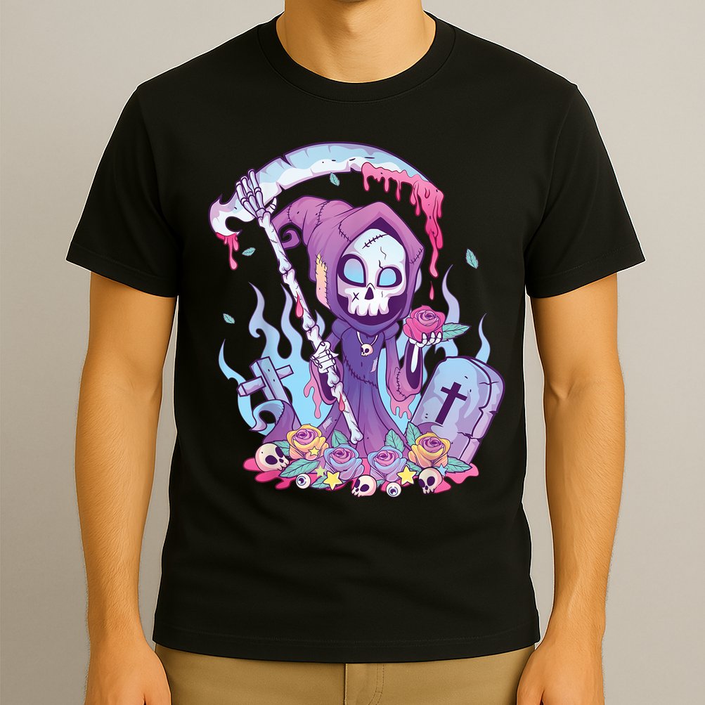 Pastel Goth Creepy Death Grim Reaper Kawaii Occult Menhera T-Shirt