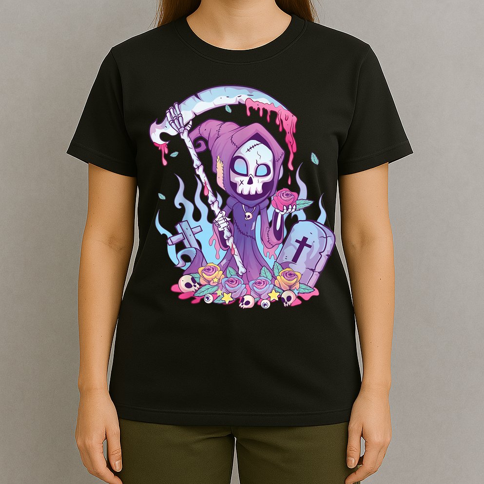 Pastel Goth Creepy Death Grim Reaper Kawaii Occult Menhera T-Shirt