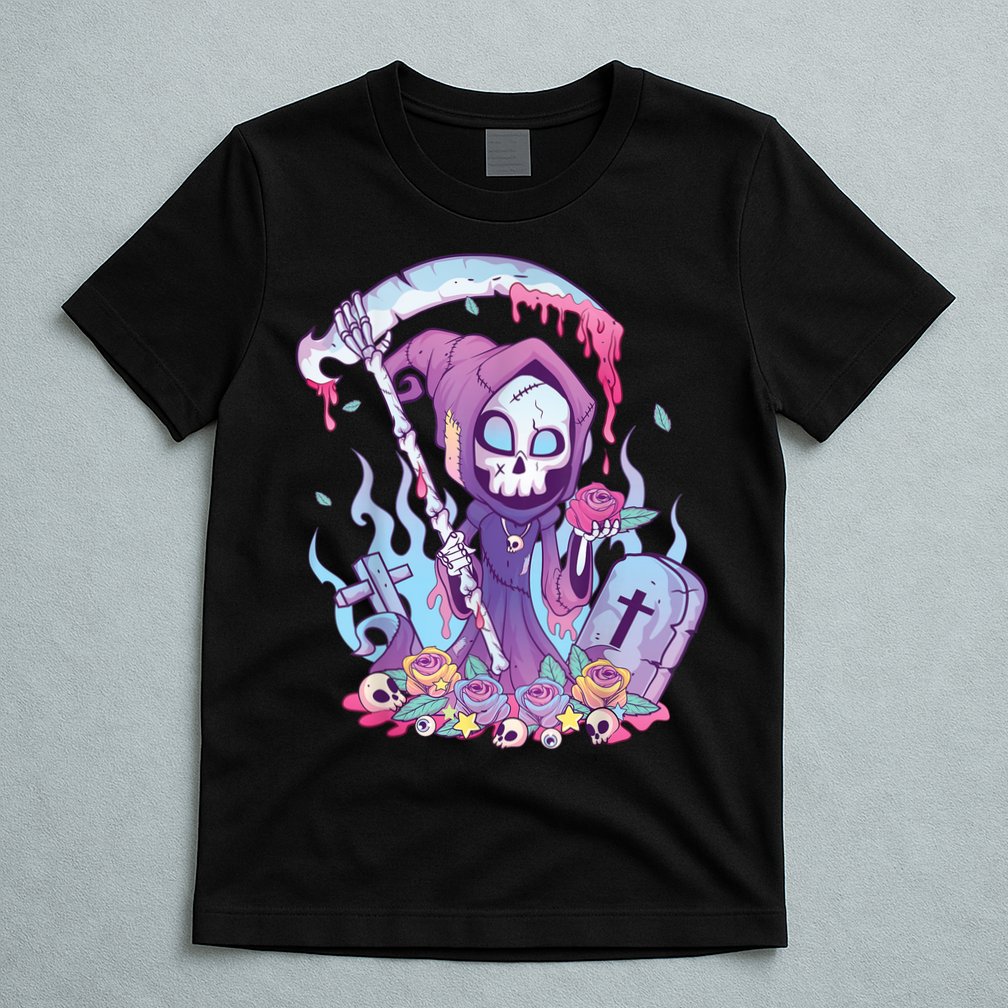 Pastel Goth Creepy Death Grim Reaper Kawaii Occult Menhera T-Shirt