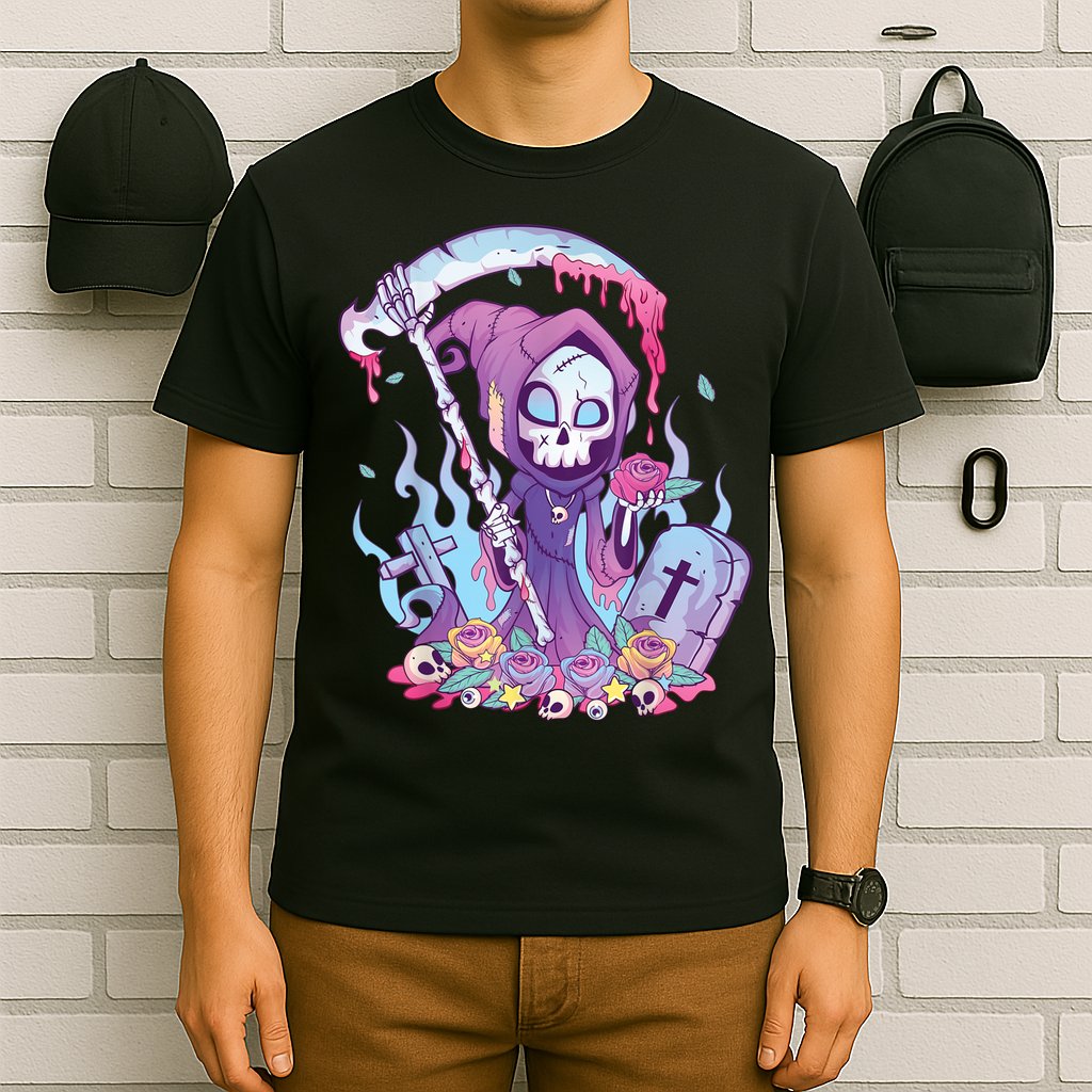 Pastel Goth Creepy Death Grim Reaper Kawaii Occult Menhera T-Shirt