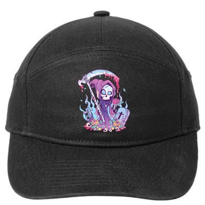 Pastel Goth Creepy Death Grim Reaper Kawaii Occult Menhera 7-Panel Snapback Hat