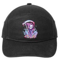 Pastel Goth Creepy Death Grim Reaper Kawaii Occult Menhera 7-Panel Snapback Hat