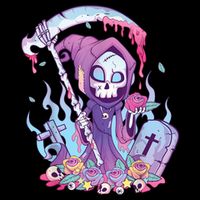Pastel Goth Creepy Death Grim Reaper Kawaii Occult Menhera 7-Panel Snapback Hat