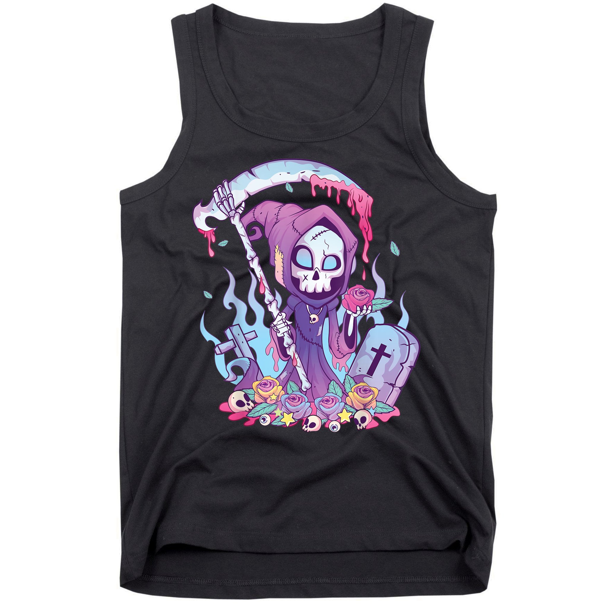 Pastel Goth Creepy Death Grim Reaper Kawaii Occult Menhera Tank Top