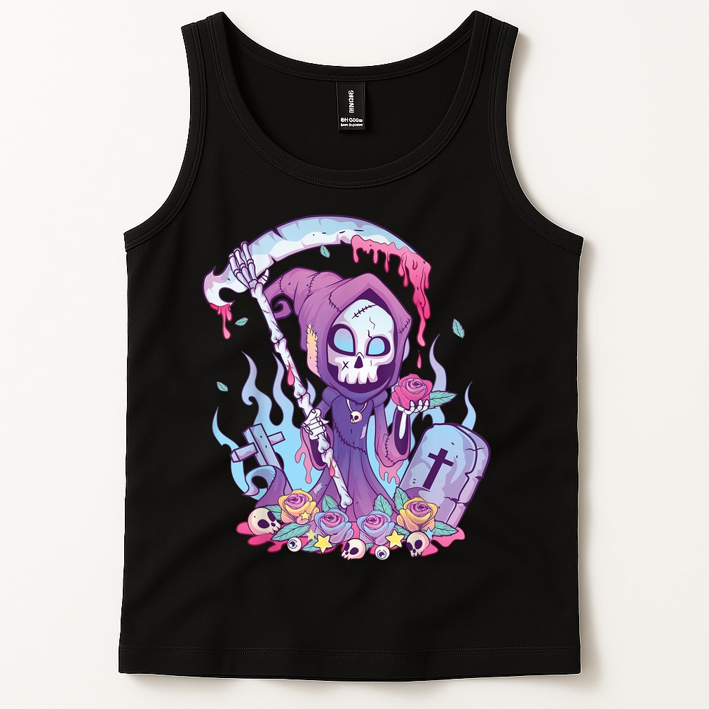 Pastel Goth Creepy Death Grim Reaper Kawaii Occult Menhera Tank Top