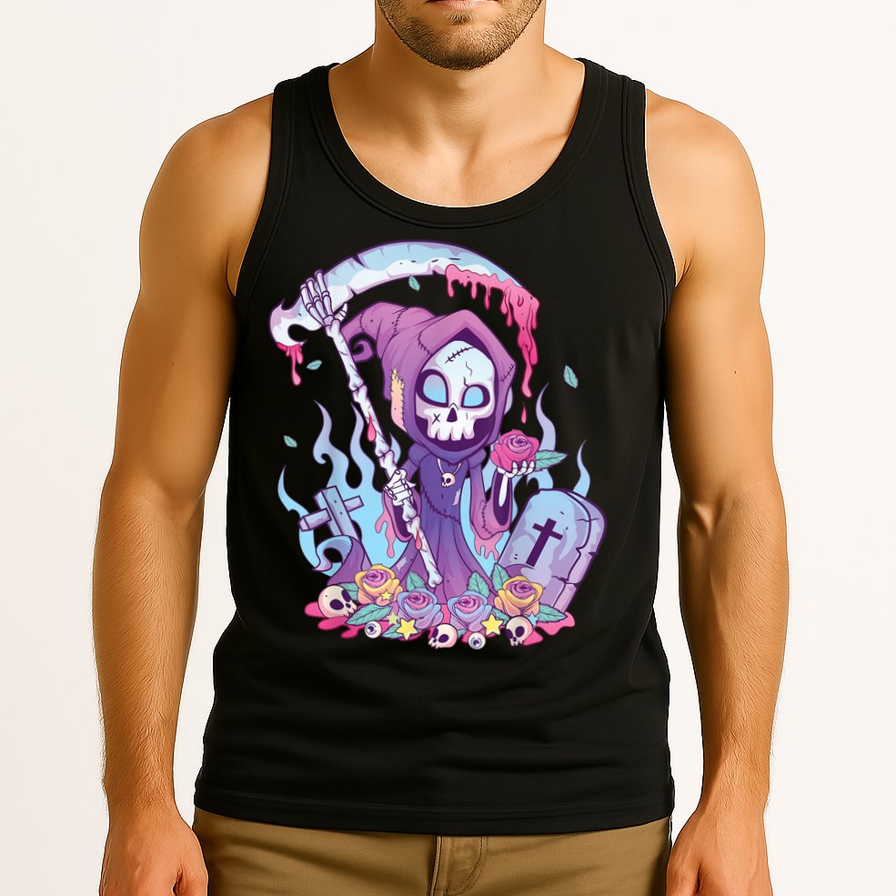 Pastel Goth Creepy Death Grim Reaper Kawaii Occult Menhera Tank Top