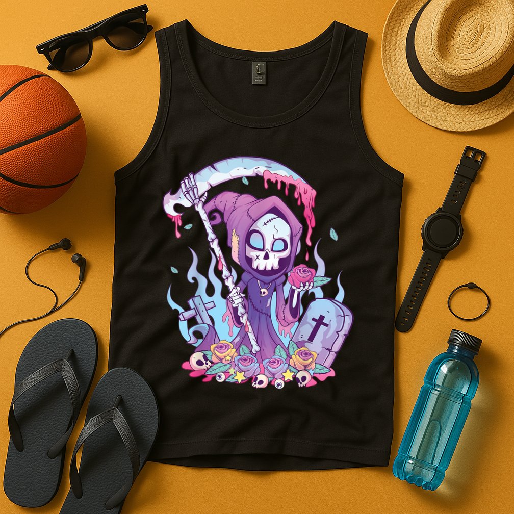 Pastel Goth Creepy Death Grim Reaper Kawaii Occult Menhera Tank Top
