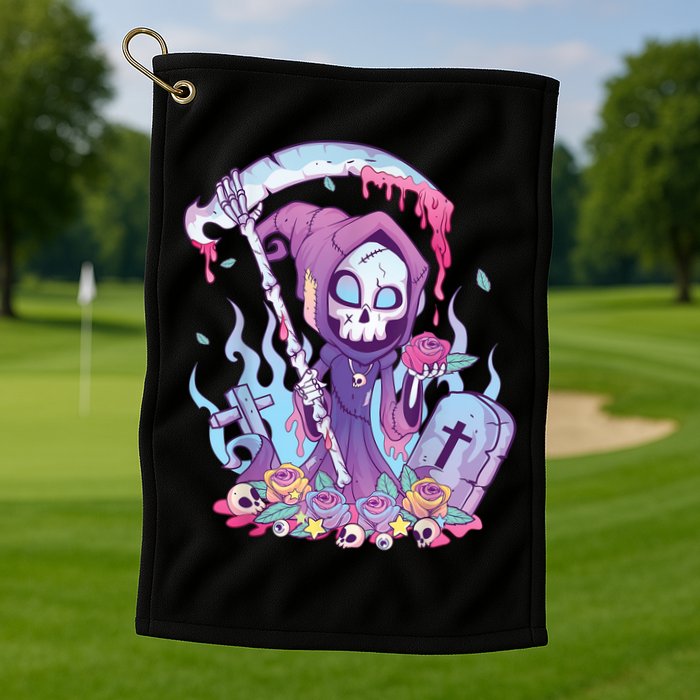 Pastel Goth Creepy Death Grim Reaper Kawaii Occult Menhera Golf Towel