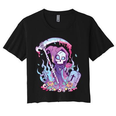 Pastel Goth Creepy Death Grim Reaper Kawaii Occult Menhera Crop Top