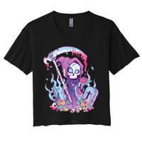 Pastel Goth Creepy Death Grim Reaper Kawaii Occult Menhera Women's Crop Top Tee