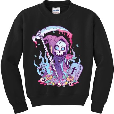 Pastel Goth Creepy Death Grim Reaper Kawaii Occult Menhera Kids Sweatshirt