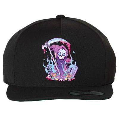 Pastel Goth Creepy Death Grim Reaper Kawaii Occult Menhera Wool Snapback Cap