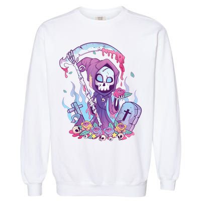 Pastel Goth Creepy Death Grim Reaper Kawaii Occult Menhera Garment-Dyed Sweatshirt
