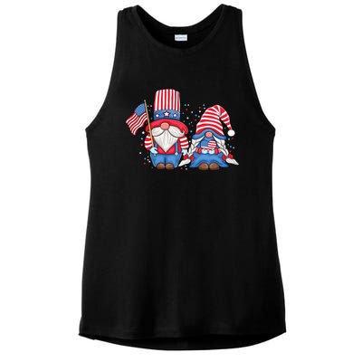 Patriotic Gnome Couple Usa American Flag 4th Of July Gnomes Gift Ladies PosiCharge Tri-Blend Wicking Tank