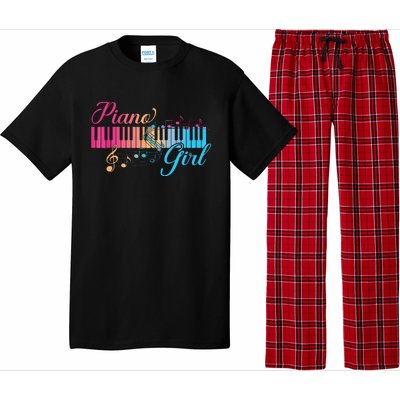 Piano Girl Colorful Keyboard Graphic Musical Notes Cute Pajama Set