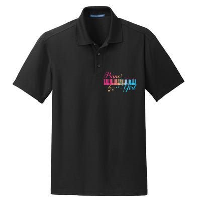 Piano Girl Colorful Keyboard Graphic Musical Notes Cute Dry Zone Grid Polo