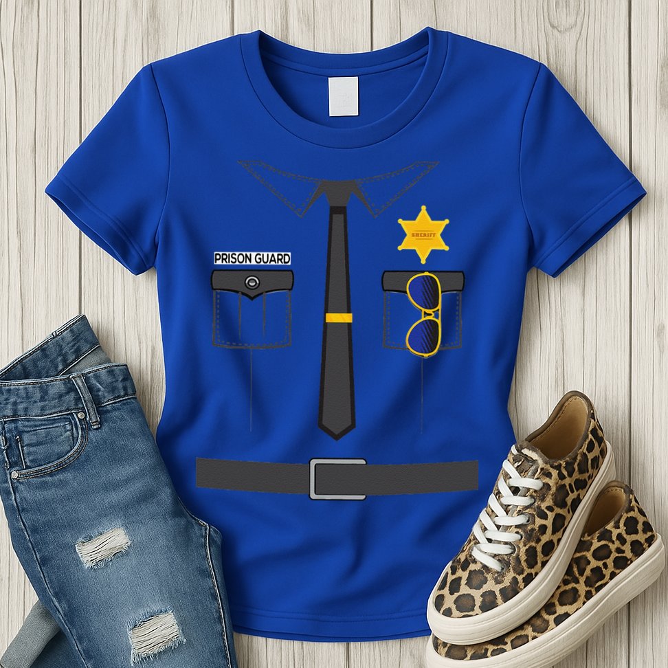 Prison Guard Correctional Officer Easy Halloween Costume Fun Womens T-Shirt