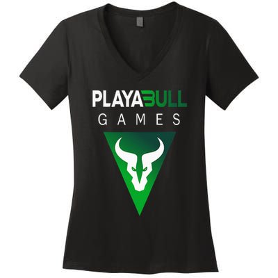Playabull Games Crypto Playable Games 3ull Playa3ull Games Women's V-Neck T-Shirt
