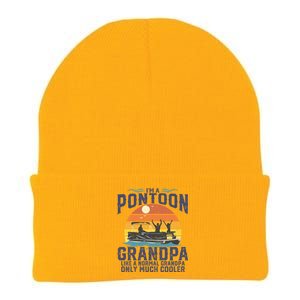 Pontoon Grandpa Captain Retro Funny Boating Fathers Day Gift Knit Cap Winter Beanie