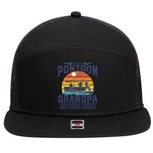 Pontoon Grandpa Captain Retro Funny Boating Fathers Day Gift 7 Panel Mesh Trucker Snapback Hat