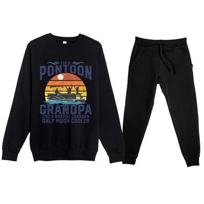 Pontoon Grandpa Captain Retro Funny Boating Fathers Day Gift Premium Crewneck Sweatsuit Set