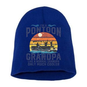 Pontoon Grandpa Captain Retro Funny Boating Fathers Day Gift Short Acrylic Beanie