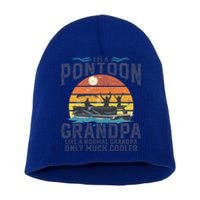 Pontoon Grandpa Captain Retro Funny Boating Fathers Day Gift Short Acrylic Beanie