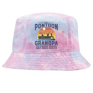 Pontoon Grandpa Captain Retro Funny Boating Fathers Day Gift Tie-Dyed Bucket Hat