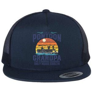 Pontoon Grandpa Captain Retro Funny Boating Fathers Day Gift Flat Bill Trucker Hat