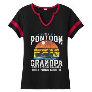 Pontoon Grandpa Captain Retro Funny Boating Fathers Day Gift Ladies Halftime Notch Neck Tee