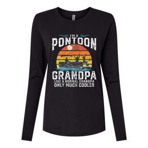 Pontoon Grandpa Captain Retro Funny Boating Fathers Day Gift Womens Cotton Relaxed Long Sleeve T-Shirt