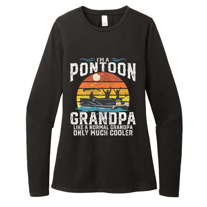 Pontoon Grandpa Captain Retro Funny Boating Fathers Day Gift Womens CVC Long Sleeve Shirt