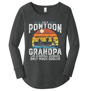 Pontoon Grandpa Captain Retro Funny Boating Fathers Day Gift Women's Perfect Tri Tunic Long Sleeve Shirt