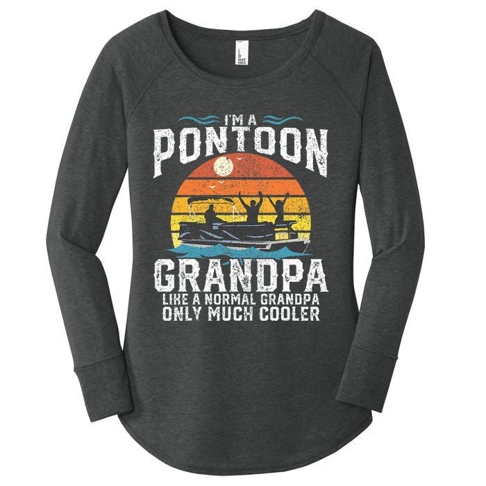 Pontoon Grandpa Captain Retro Funny Boating Fathers Day Gift Women's Perfect Tri Tunic Long Sleeve Shirt