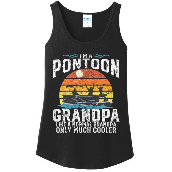 Pontoon Grandpa Captain Retro Funny Boating Fathers Day Gift Ladies Essential Tank