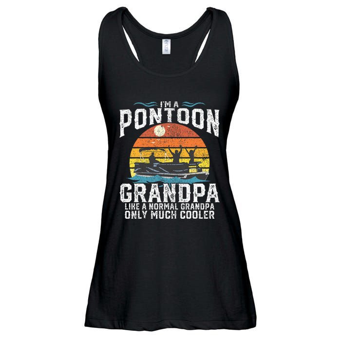 Pontoon Grandpa Captain Retro Funny Boating Fathers Day Gift Ladies Essential Flowy Tank