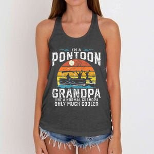 Pontoon Grandpa Captain Retro Funny Boating Fathers Day Gift Women's Knotted Racerback Tank