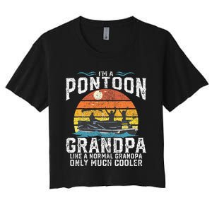 Pontoon Grandpa Captain Retro Funny Boating Fathers Day Gift Women's Crop Top Tee