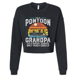 Pontoon Grandpa Captain Retro Funny Boating Fathers Day Gift Cropped Pullover Crew