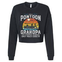 Pontoon Grandpa Captain Retro Funny Boating Fathers Day Gift Cropped Pullover Crew