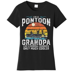 Pontoon Grandpa Captain Retro Funny Boating Fathers Day Gift Women's T-Shirt