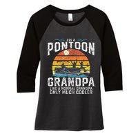 Pontoon Grandpa Captain Retro Funny Boating Fathers Day Gift Women's Tri-Blend 3/4-Sleeve Raglan Shirt