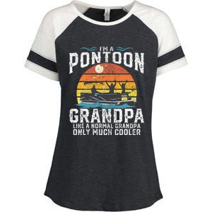 Pontoon Grandpa Captain Retro Funny Boating Fathers Day Gift Enza Ladies Jersey Colorblock Tee