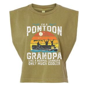 Pontoon Grandpa Captain Retro Funny Boating Fathers Day Gift Garment-Dyed Women's Muscle Tee