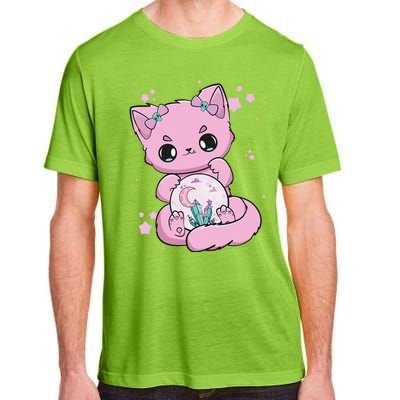 Pastel Goth Cat With Glass Ball Yami Kawaii Adult ChromaSoft Performance T-Shirt