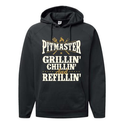 Pitmaster Grillin Chillin And Refillin BBQ Smoker Grilling Performance Fleece Hoodie